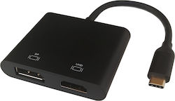 Deltaco Μετατροπέας USB-C male σε DisplayPort / HDMI female