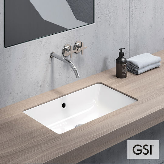 GSI Kube Υποκαθήμενος Νιπτήρας Πορσελάνης 60x37cm Λευκός