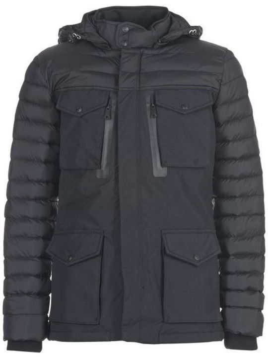 Schott NYC Men's Winter Parka Jacket Black