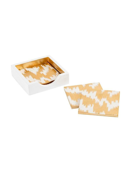 Caspari Round Coaster Wooden with Stand 10cm 4pcs