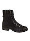 Leder Stiefeletten Damen Schwarz