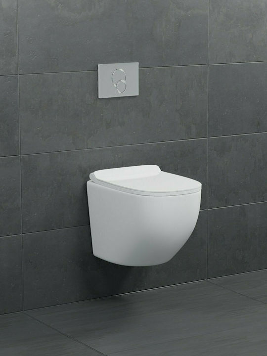 Amco Zara Wall-Mounted Toilet that Includes Slim Soft Close Cover Thermoplast White