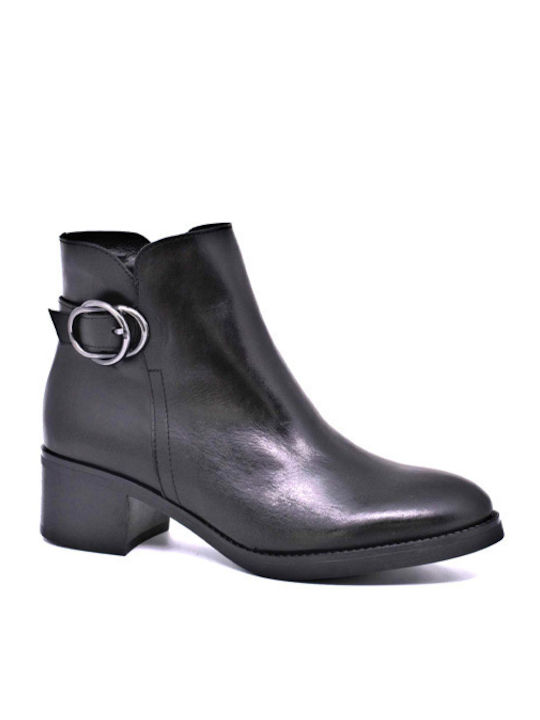 Wikers Leder Damen Knöchelstiefel Schwarz