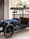 Metall Oldtimer Esszimmer- und Küchentisch Holz mit Metallrahmen Blau 230x67x120cm
