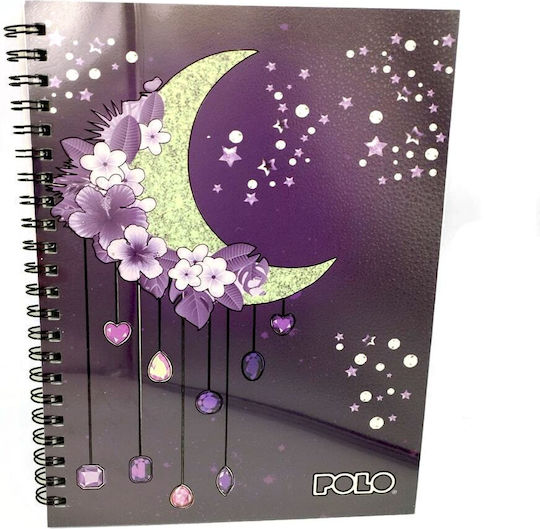 Polo Σπιράλ Τετράδια Ριγέ Α4 4 Θεμάτων Flower Moon 8τμχ