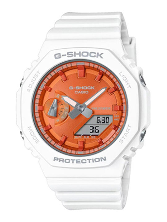 Casio G-shock Дамски Часовник 43мм Кварцов с Бяла Каучукова Каишка