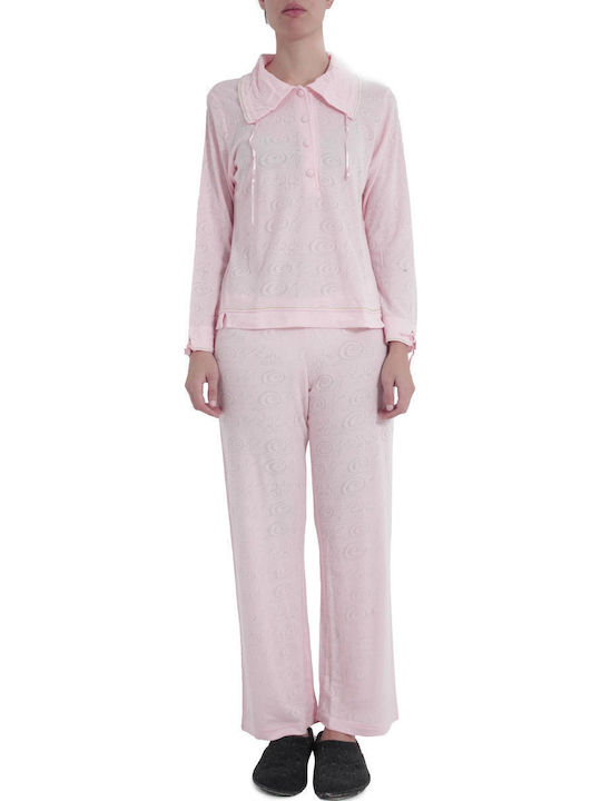 Pepita Winter Damen Nachthemd Rosa