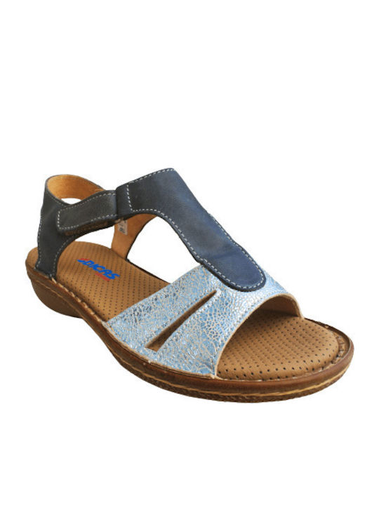 Dicas Anatomic Leather Women's Sandals with Ankle Strap Blue