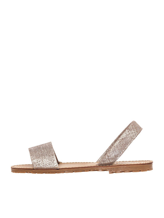 Liberitae Leather Women's Flat Sandals in Silver Color