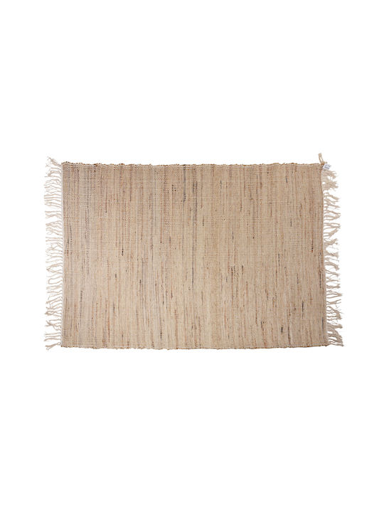 Zaros Teppich Rechteckig Synthetisch,Polyester/Cotton/Leather mit Fransen Beige