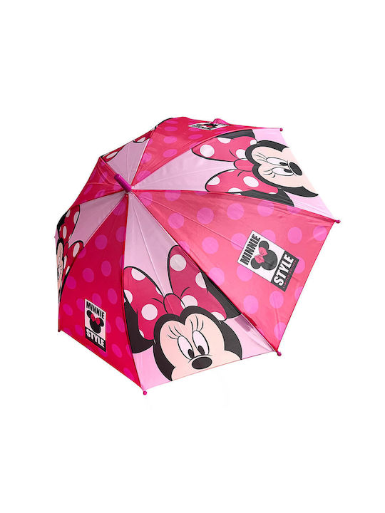 Chanos Kinder Regenschirm Gebogener Handgriff Automatisch Rosa mit Durchmesser 48cm.