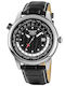 Aviator Men's Watch 45mm Chronograph Battery with Black Leather Strap
