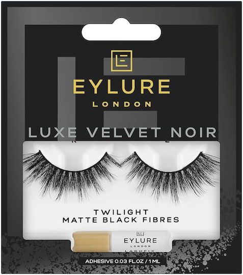 Eylure Luxe False Eyelashes 3D D Curl Black Princess with Glue