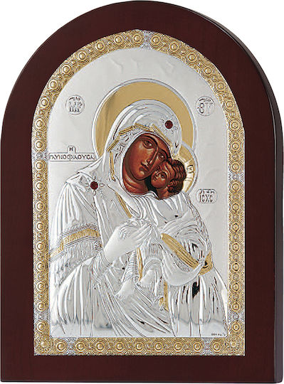 Prince Silvero Свещена Изображение Богородица С Младенеца Сребърна 15x21см