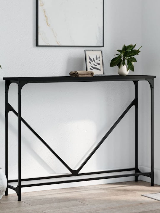 Console Table Wood & Metal Black L102xW22.5xH75cm