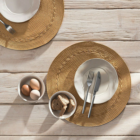 Gofis Home Platzdeckchen Rund Stoff Gelb 38cm 1Stück