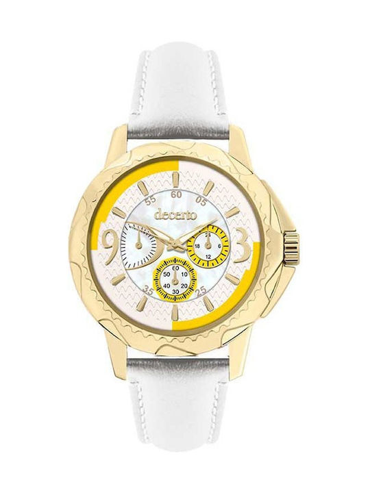 Decerto Fabulous Watch with White Leather Strap