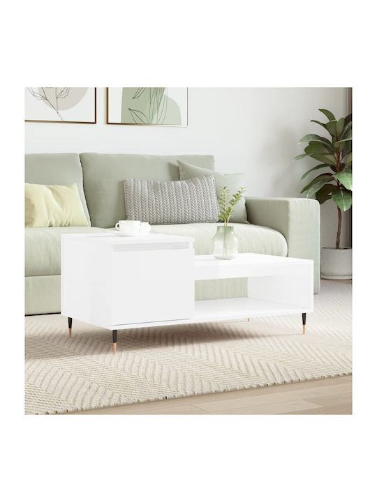 Rectangular Wooden Coffee Table White L100xW50x...