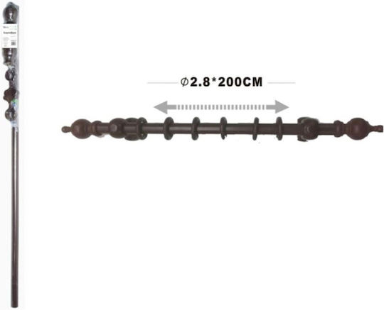 ForHome Ξύλινο Κουρτινόξυλο Μονό Φ28mm 200εκ. Καφέ