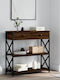 Console Table Wood & Metal Καφέ Δρυς L75xW28xH75cm