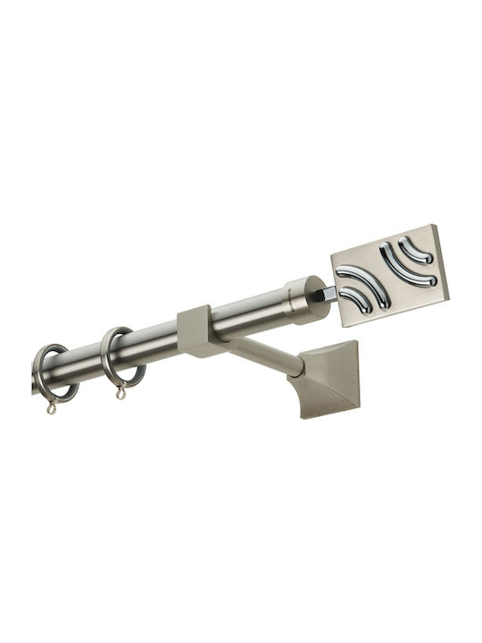Zogometal Μεταλλικό Κουρτινόξυλο Μονό Φ25mm 160εκ. Νίκελ Ματ