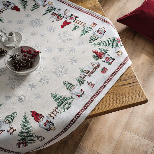 Gofis Home Weihnachtlich Tischtuch Metallisch Weiß L90xB90cm.