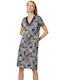 Minerva Summer Cotton Women's Nightdress Blue Splash