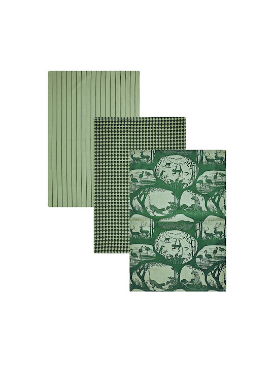 Kentia Fazzy 233 Towel made of 100% Cotton in Green Color 40x60cm 3pcs