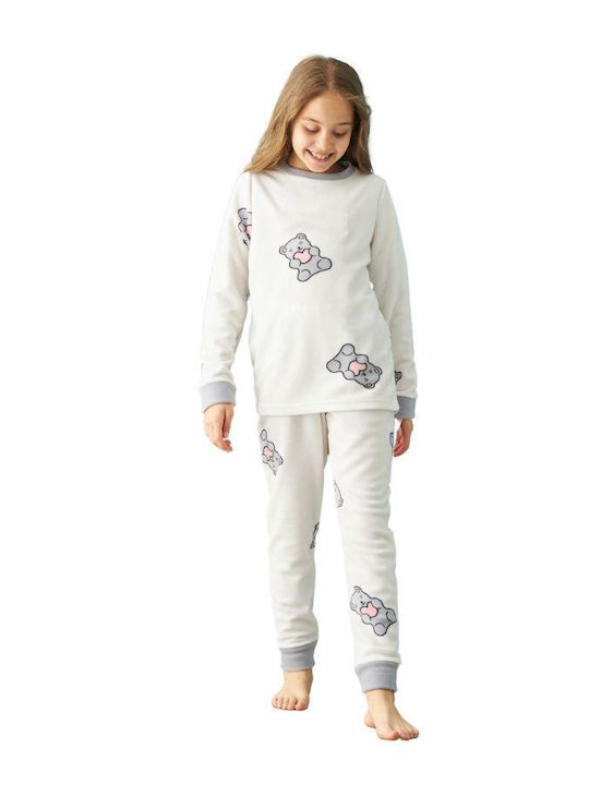 Misenza Pijama pentru copii De iarnă Fleece white