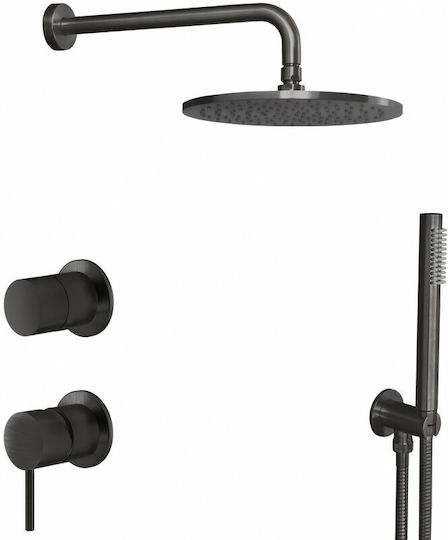 La Torre Elle 316 Built-in Mixer, Hand Shower & Shower Head Set for Shower Inox Black