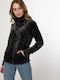 Fleece Γυναικεία Ζακέτα με Φερμουάρ Black