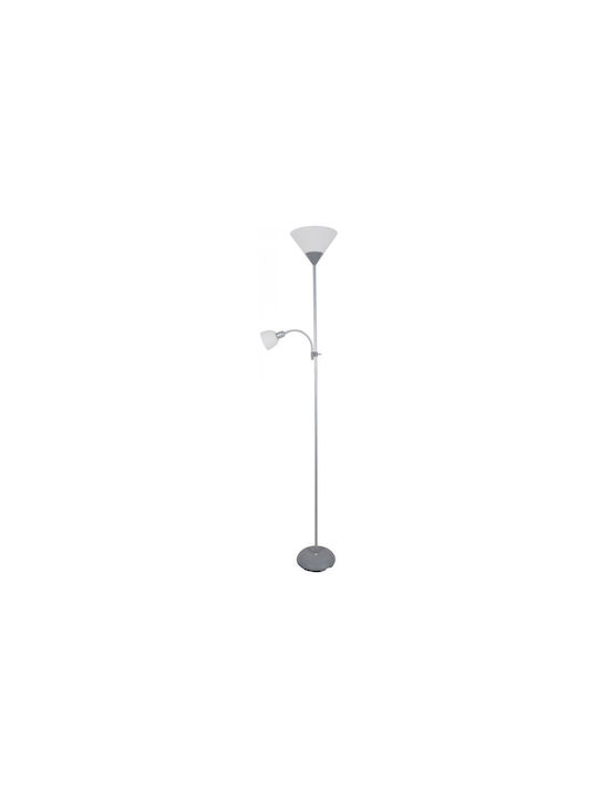 Platinet Stehlampe mit Fassung für Lampe E27 Silber