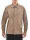 Μακρυμάνικo Overshirt σε Κανονική Γραμμή Μπεζ