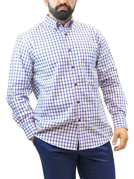 Pierre Cardin Men's Shirt Long Sleeve Checked White.