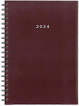 Next Daily Spiral Agenda 2024 Burgundy 14x21cm