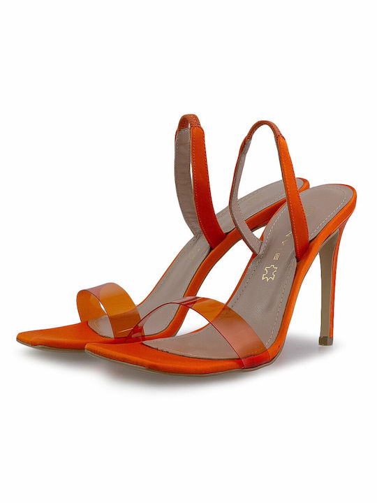 Envie Shoes Γυναικεία Πέδιλα με Ψηλό Τακούνι σε Πορτοκαλί Χρώμα