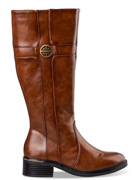 Envie Shoes Synthetic Leather Riding Boots Brown