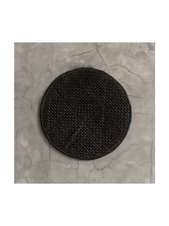 Ravenna Round Fabric Placemat Black 35cm