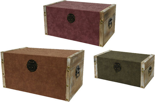 Wooden Decorative Trunks Set Brown 3pcs