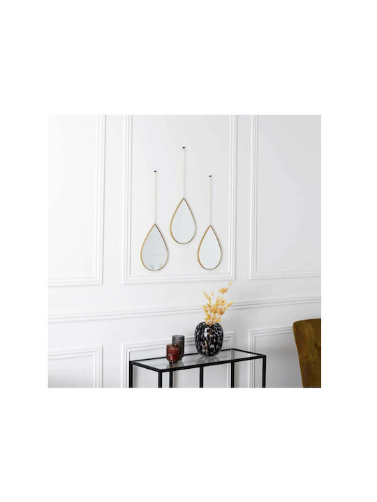 The Home Deco Factory Καθρέπτης Τοίχου Ασύμμετρος με Χρυσό Μεταλλικό Πλαίσιο 27x19cm 3τμχ