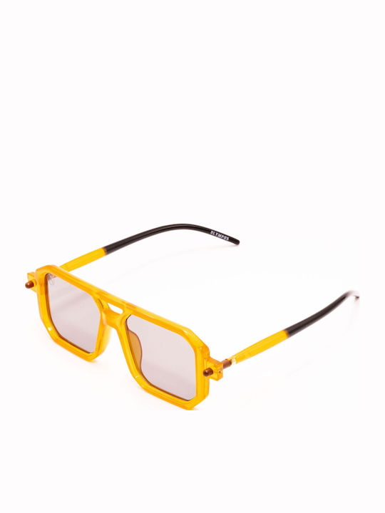 Olympus Sunglasses Unisex Γυαλιά Ηλίου με Κίτρινο Κοκκάλινο Σκελετό και Γκρι Φακό