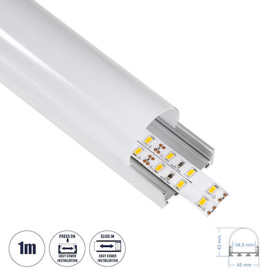 GloboStar Agățat Profil de aluminiu pentru banda LED cu Opal Capac 100cm