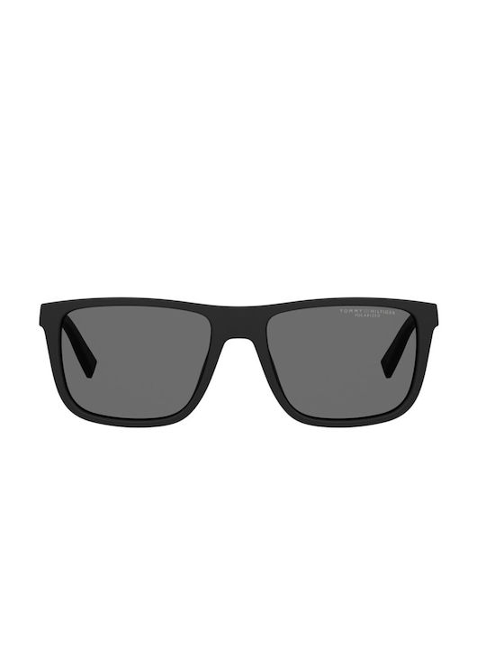 Tommy Hilfiger Men's Sunglasses with Black Plastic Frame and Black Polarized Lens TH2043/S 003/M9