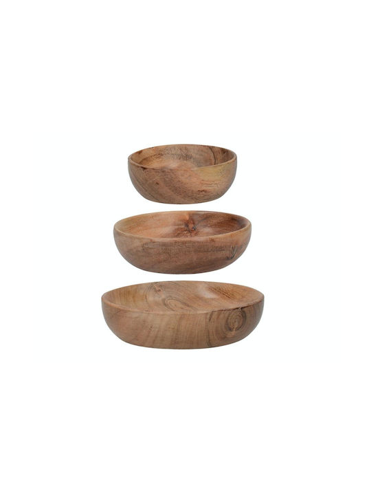 Kitchen Craft Μπωλ Σερβιρίσματος Στρογγυλό Ξύλινο Μπεζ με Διάμετρο 12.5εκ. 3τμχ