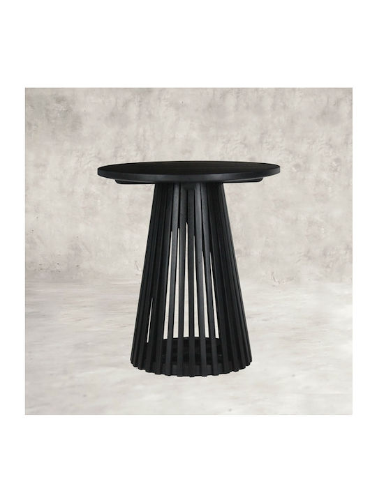 Grace Round Solid Wood Side Table Black L50xW50...