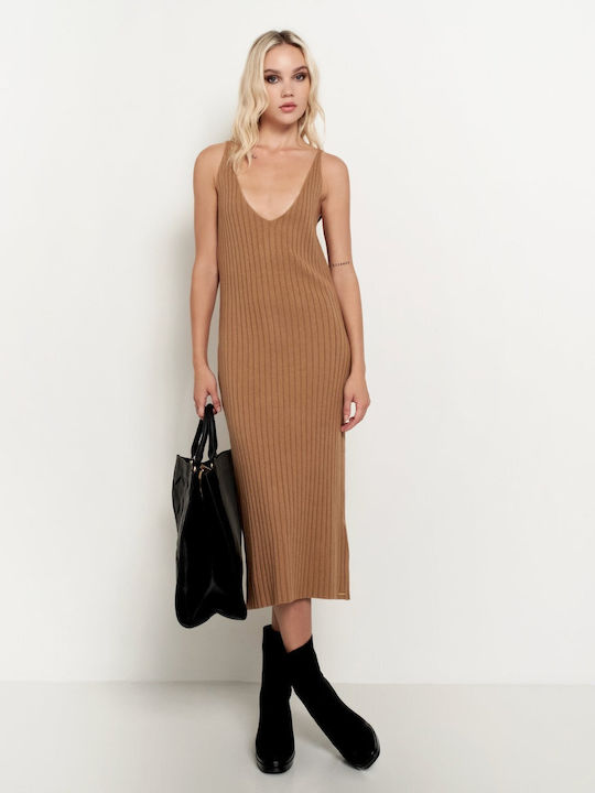 Toi&Moi Mini Dress with Slit Beige