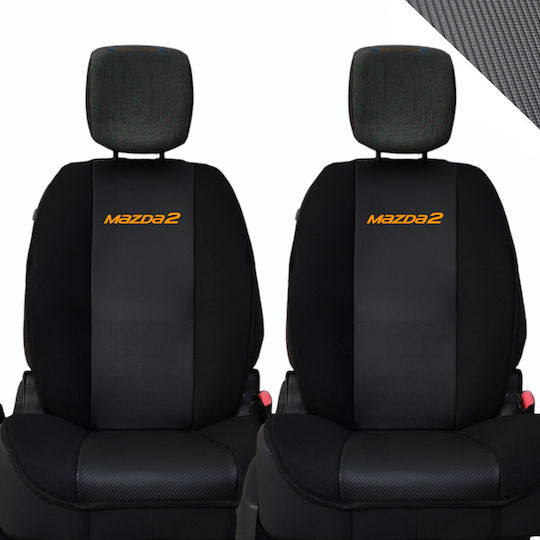 Car Seat Back 2pcs Leatherette Carbon Black
