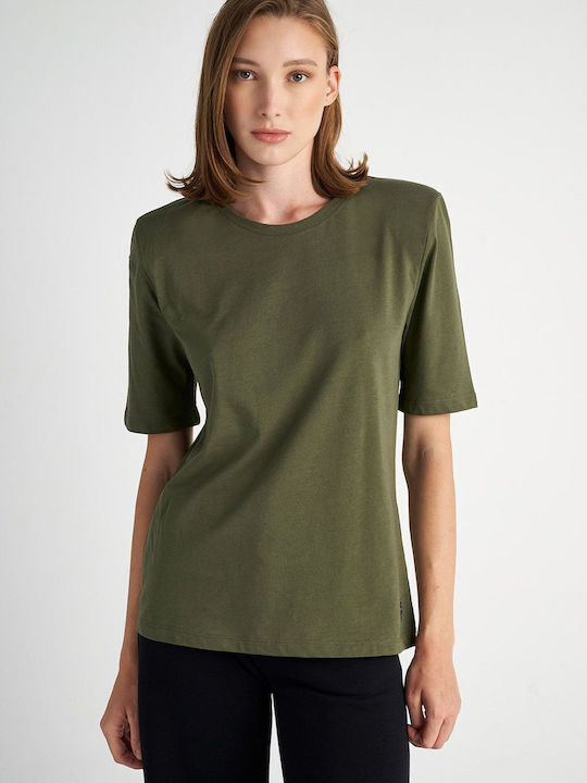 SugarFree Women's Athletic Blouse Short Sleeve Green
