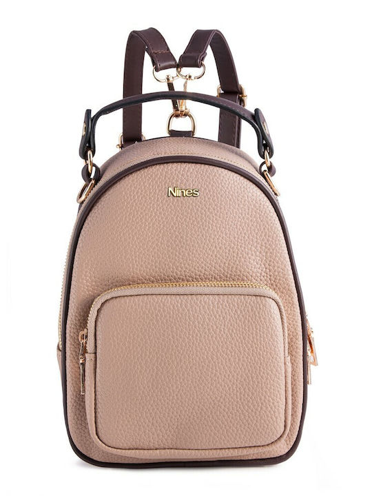 Nines Damen Tasche Rucksack Beige