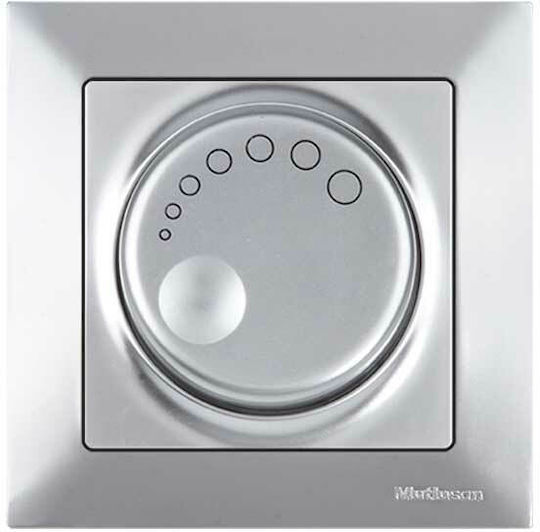 Mutlusan Candela Χωνευτός Διακόπτης Dimmer με Πλαίσιο Κλασικός Περιστροφικός σε Ασημί Χρώμα